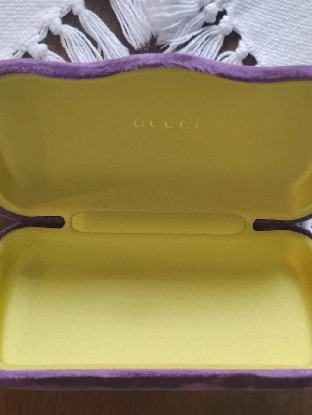 Gucci Purple Velvet Eyewear Case with Yellow Lining EUC